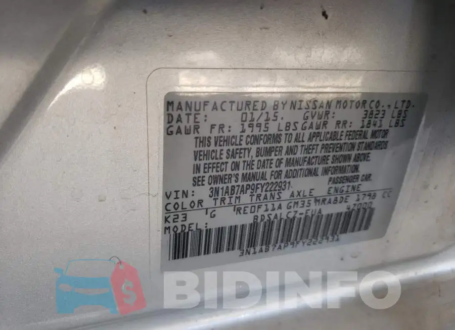 3N1AB7AP9FY222931 Photo# 13