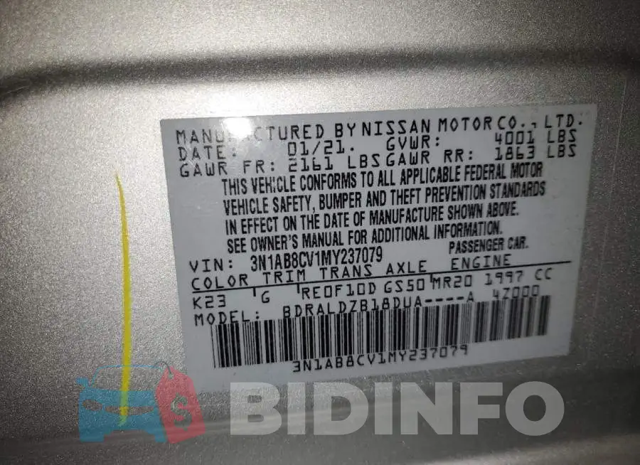 3N1AB8CV1MY237079 Photo# 12