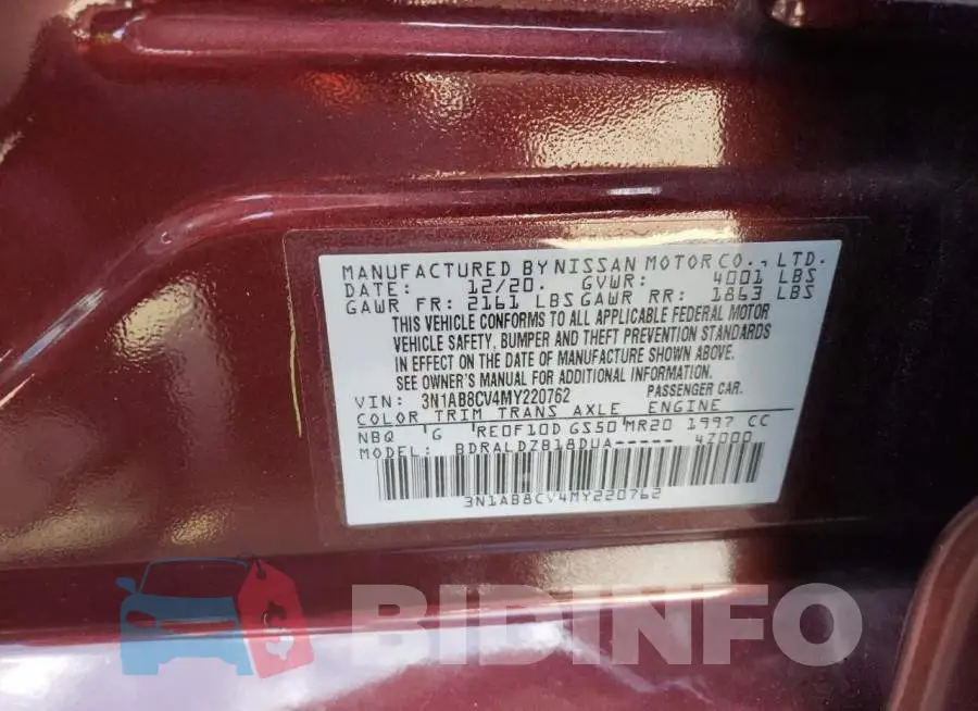 3N1AB8CV4MY220762 Photo# 12