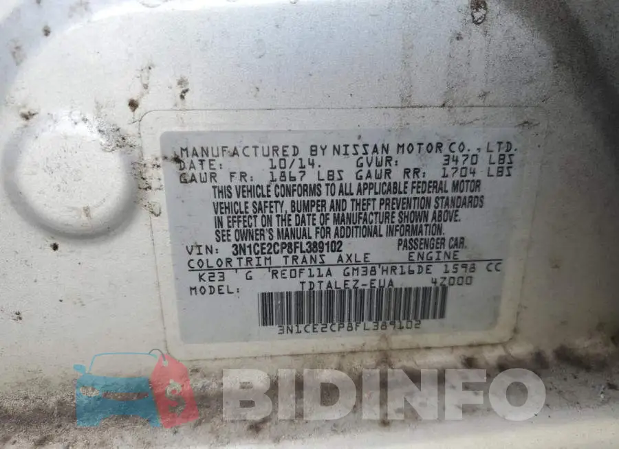 3N1CE2CP8FL389102 Photo# 12