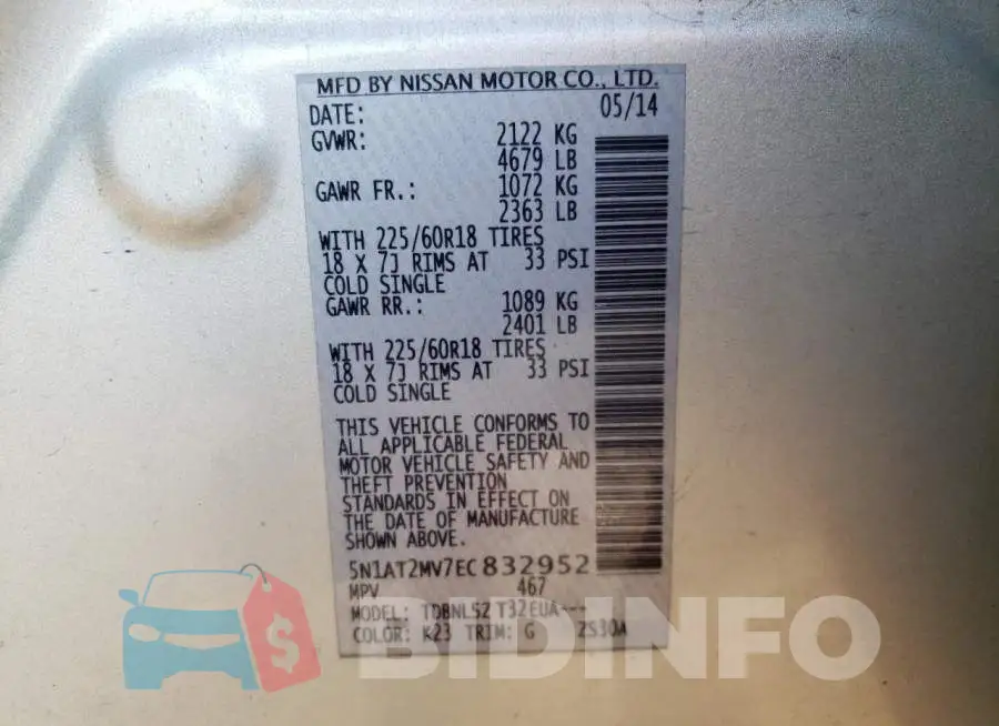 5N1AT2MV7EC832952 Photo# 13