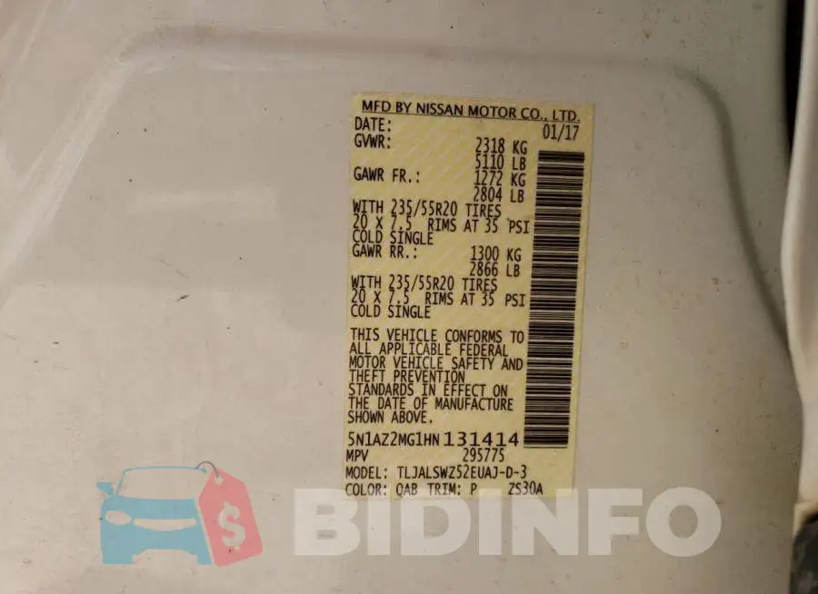 5N1AZ2MG1HN131414 Photo# 12