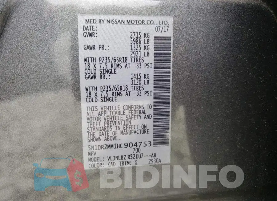 5N1DR2MM1HC904753 Photo# 14