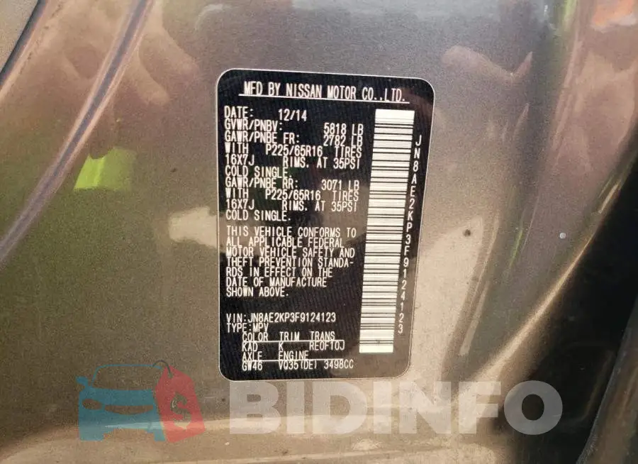 JN8AE2KP3F9124123 Photo# 13