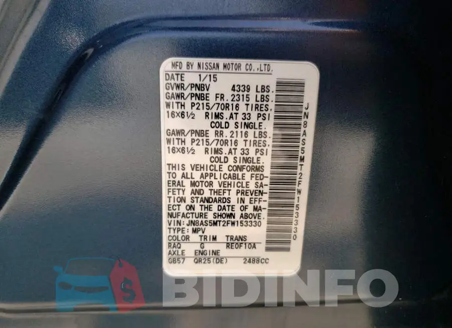 JN8AS5MT2FW153330 Photo# 13