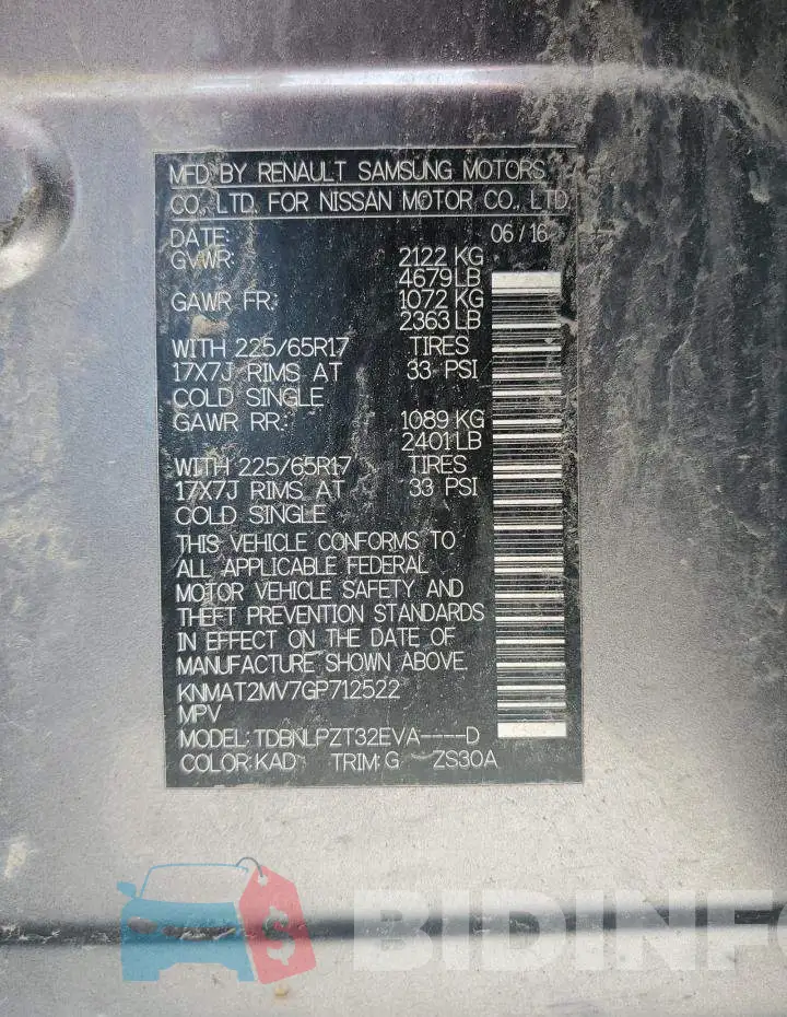 KNMAT2MV7GP712522 Photo# 12
