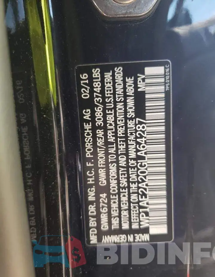 WP1AE2A20GLA64287 Photo# 12