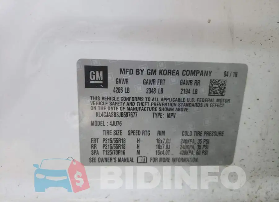 KL4CJASB3JB697677 Photo# 13