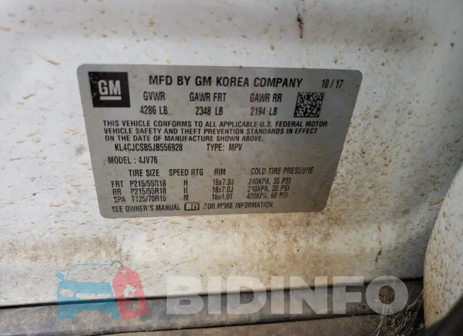 KL4CJCSB5JB556928 Photo# 14