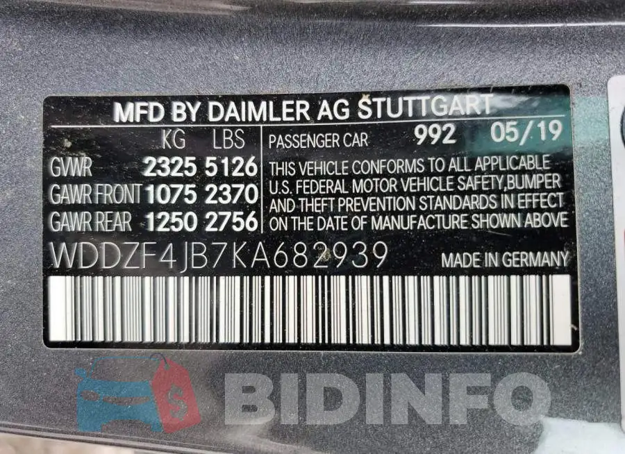 WDDZF4JB7KA682939 Photo# 12