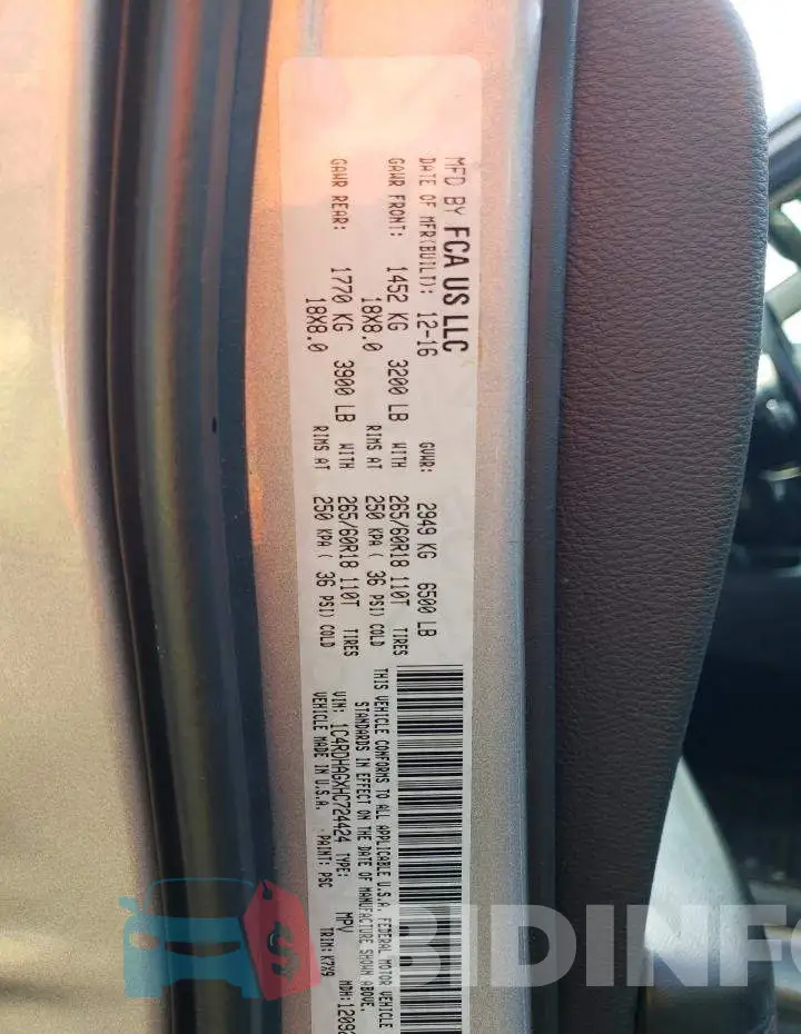 1C4RDHAGXHC724424 Photo# 12