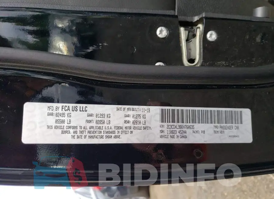 2C3CDXL96KH760635 Photo# 12