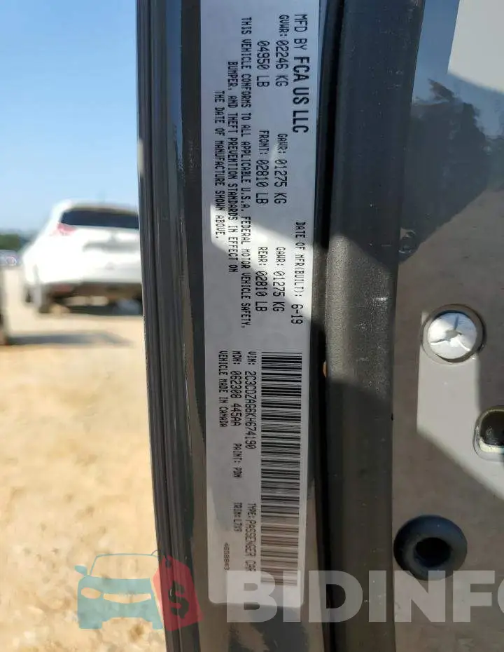 2C3CDZAG6KH674190 Photo# 12