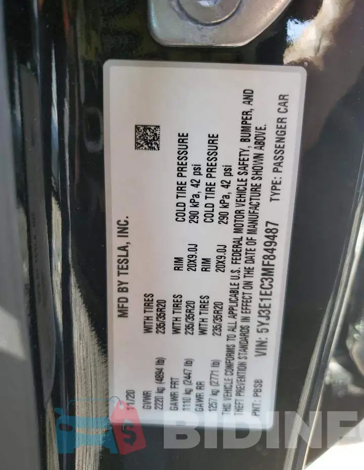 5YJ3E1EC3MF849487 Photo# 12