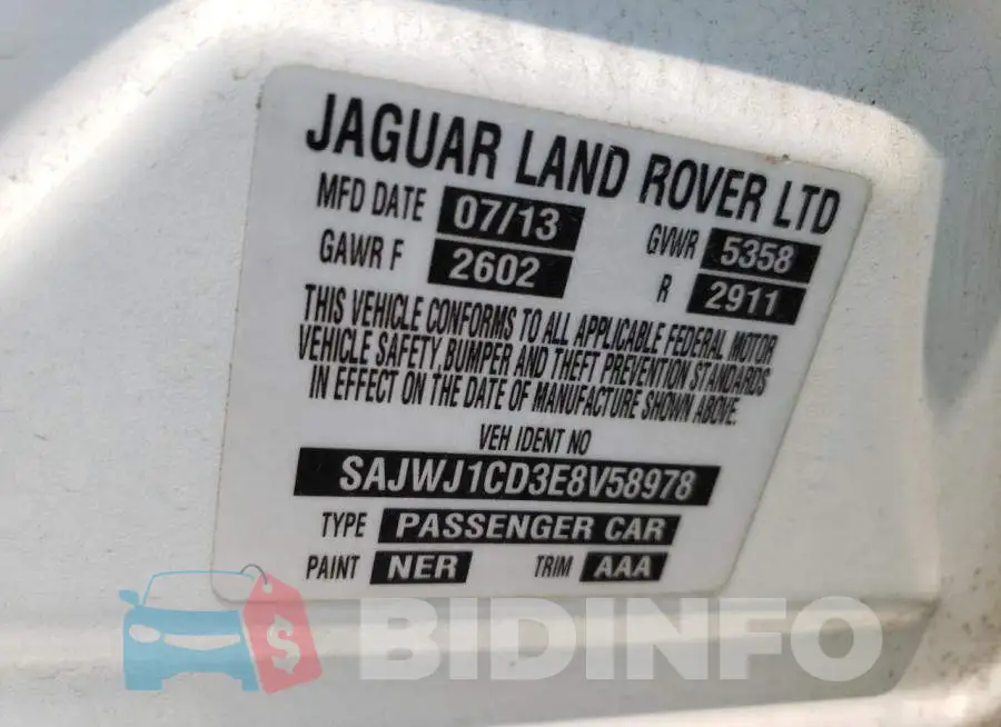 SAJWJ1CD3E8V58978 Photo# 13