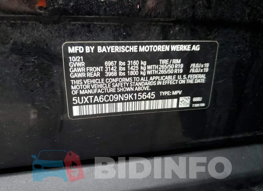 5UXTA6C09N9K15645 Photo# 12
