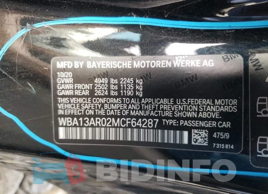 WBA13AR02MCF64287 Photo# 13