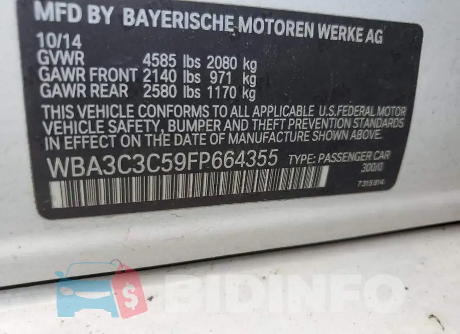 WBA3C3C59FP664355 Photo# 12