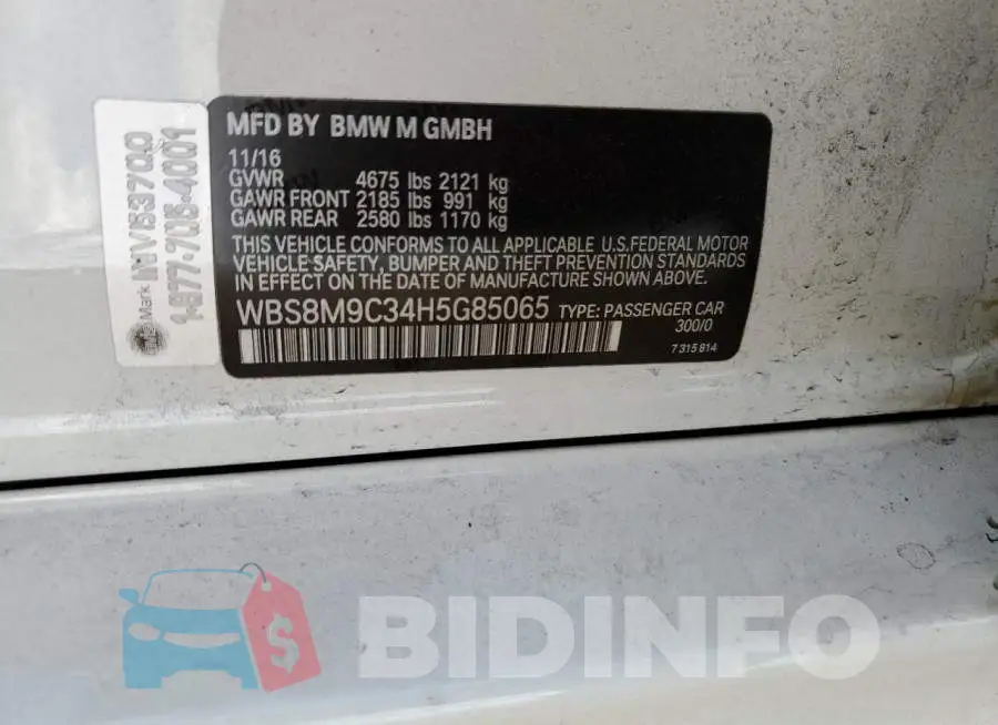 WBS8M9C34H5G85065 Photo# 12