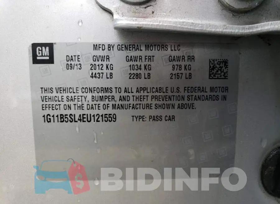 1G11B5SL4EU121559 Photo# 12