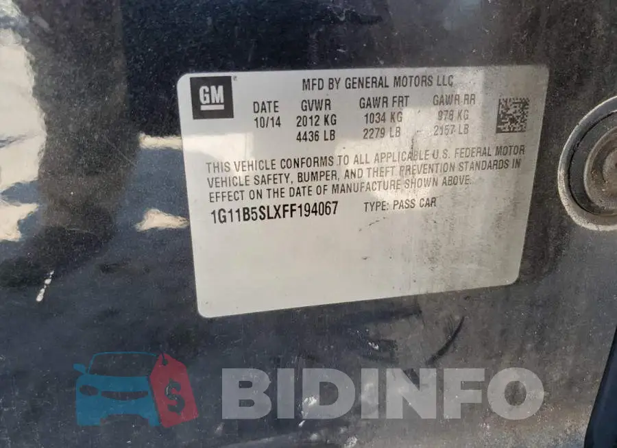1G11B5SLXFF194067 Photo# 12