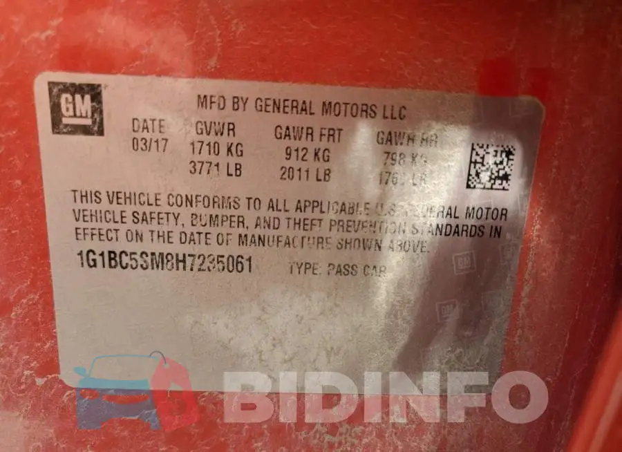 1G1BC5SM8H7235061 Photo# 12