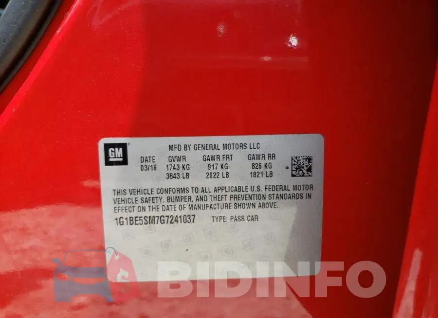 1G1BE5SM7G7241037 Photo# 12
