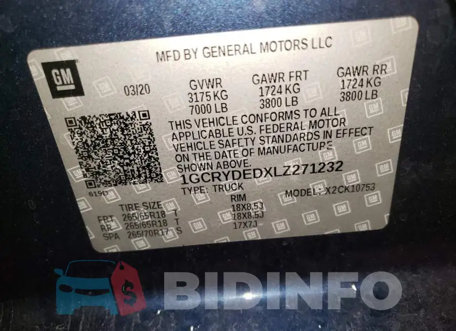 1GCRYDEDXLZ271232 Photo# 12