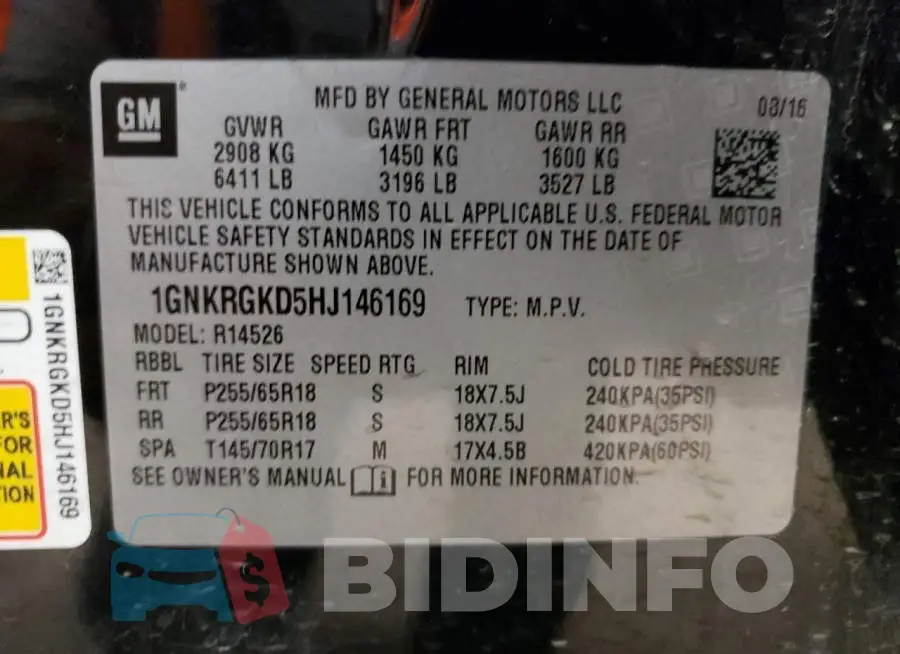 1GNKRGKD5HJ146169 Photo# 13