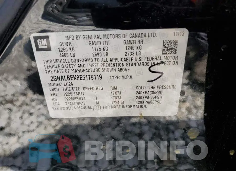 2GNALBEK8E6179119 Photo# 13