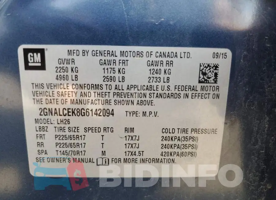 2GNALCEK8G6142094 Photo# 13