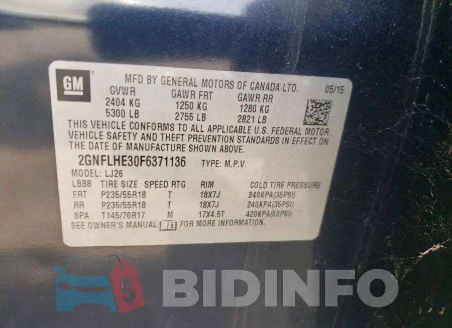 2GNFLHE30F6371136 Photo# 12