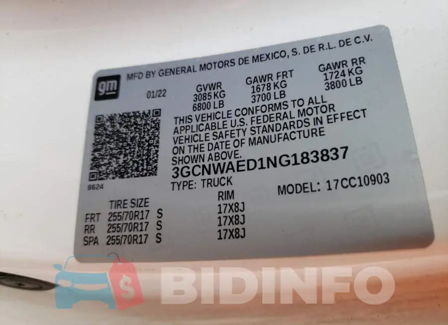 3GCNWAED1NG183837 Photo# 12