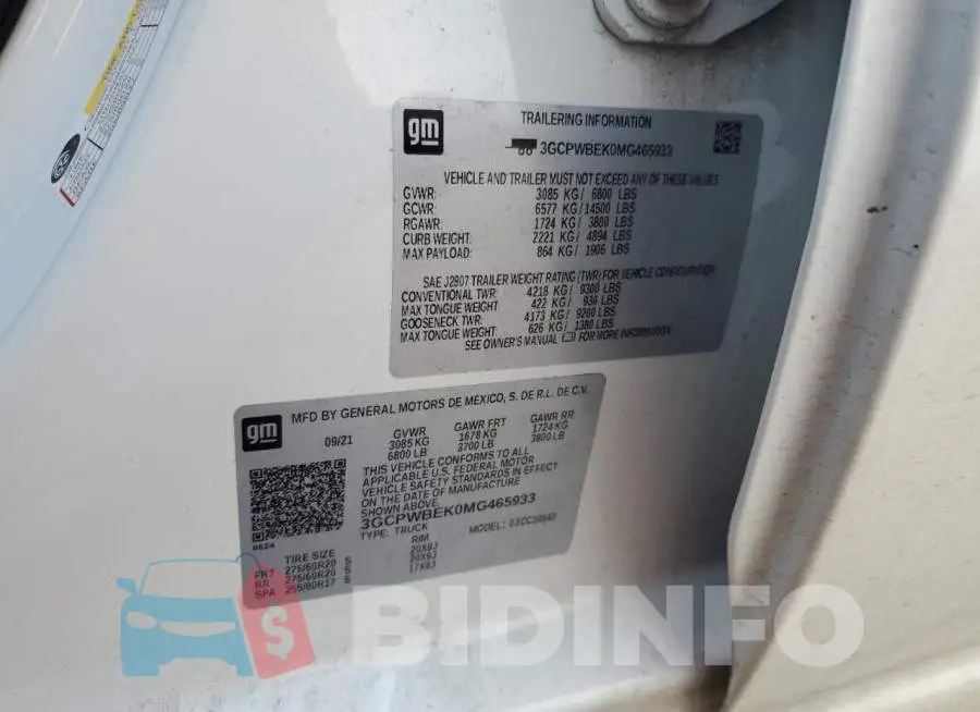 3GCPWBEK0MG465933 Photo# 13