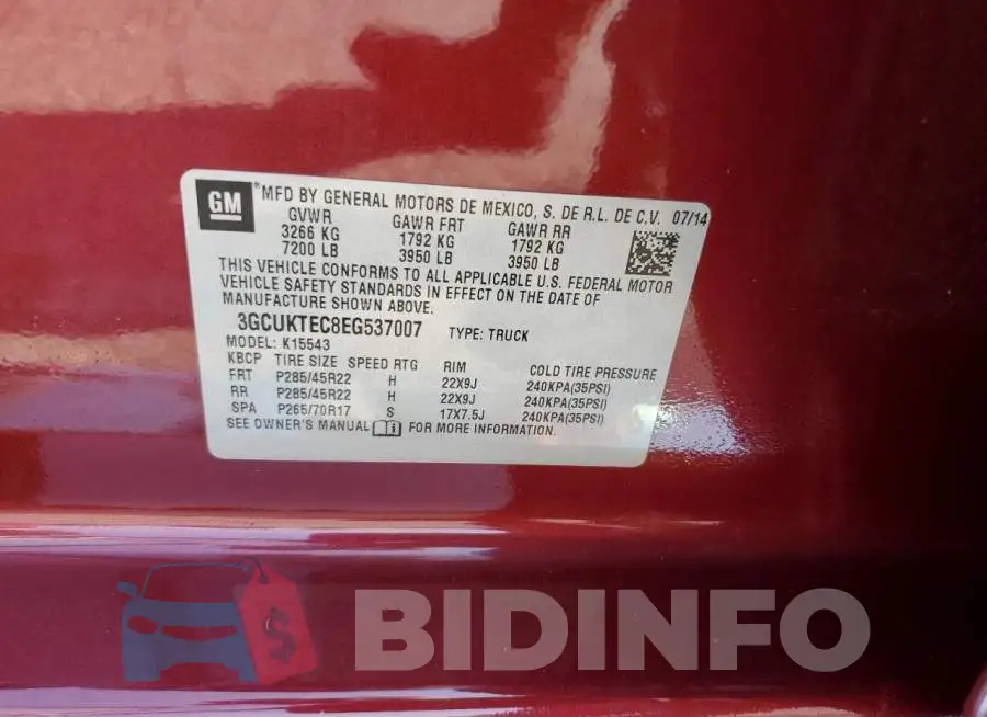 3GCUKTEC8EG537007 Photo# 12