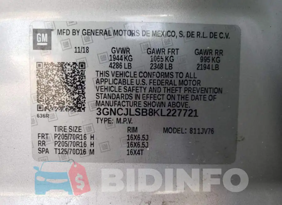3GNCJLSB8KL227721 Photo# 12