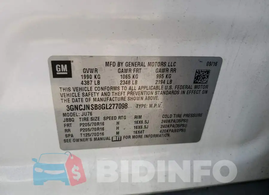 3GNCJNSB8GL277098 Photo# 12