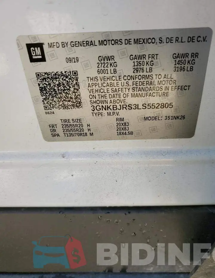 3GNKBJRS3LS552805 Photo# 13
