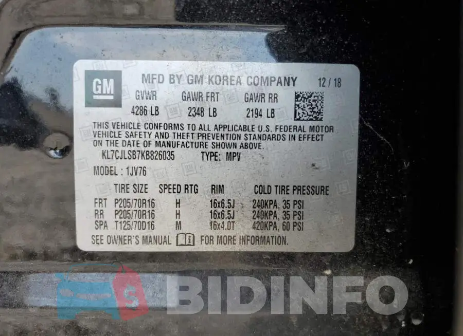 KL7CJLSB7KB826035 Photo# 12