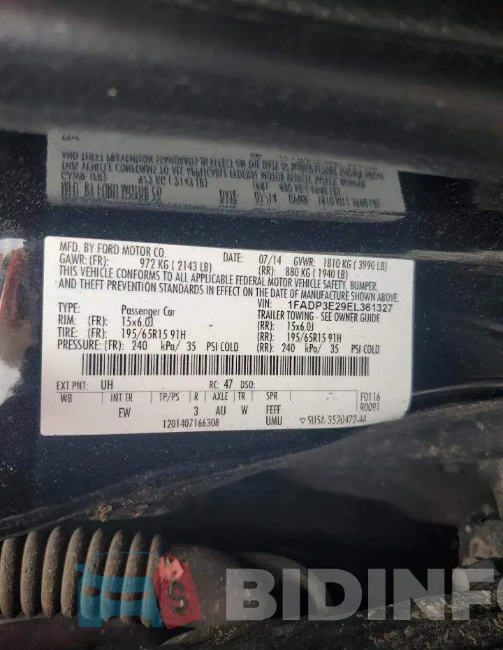 1FADP3E29EL361327 Photo# 12