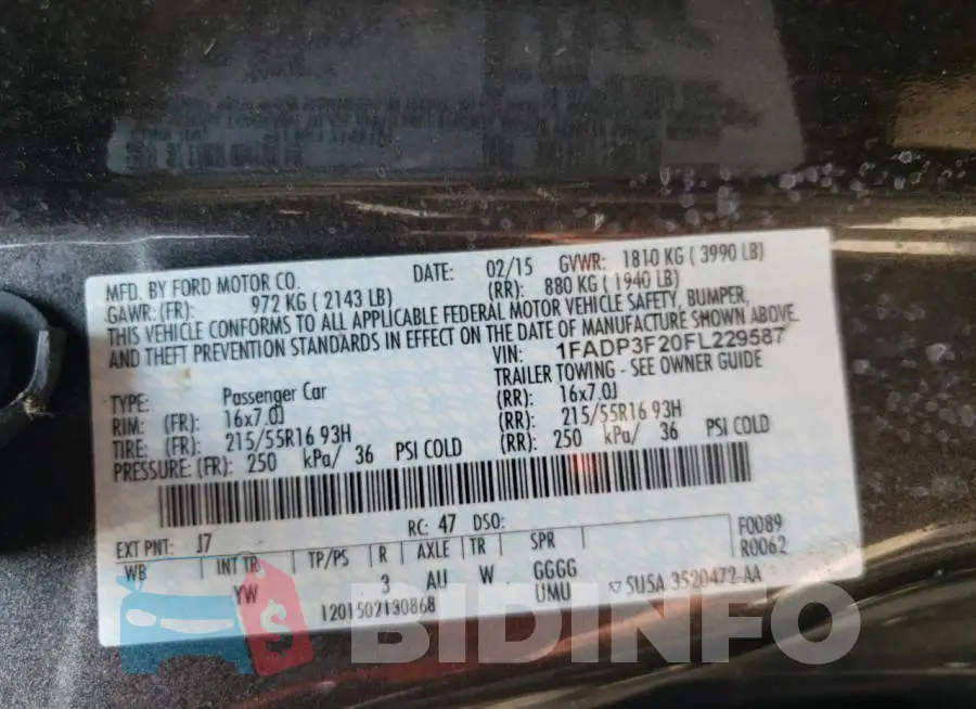 1FADP3F20FL229587 Photo# 12