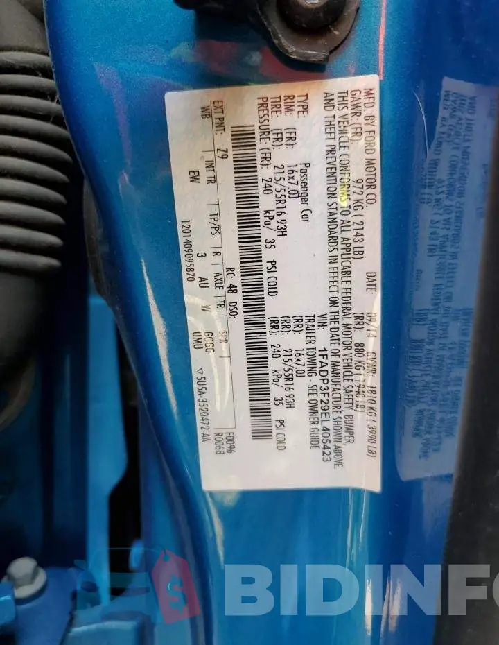 1FADP3F29EL405423 Photo# 12