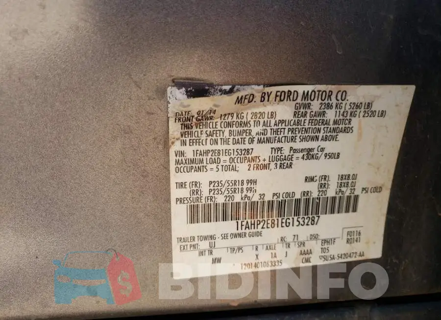 1FAHP2E81EG153287 Photo# 12