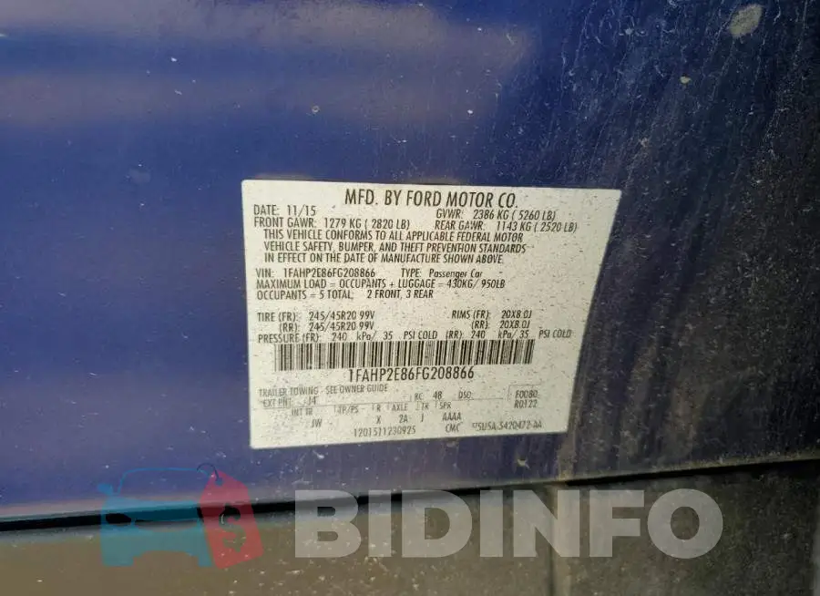 1FAHP2E86FG208866 Photo# 12