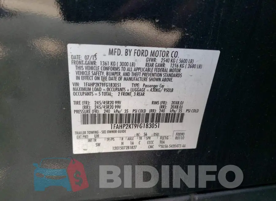 1FAHP2KT9FG183051 Photo# 12