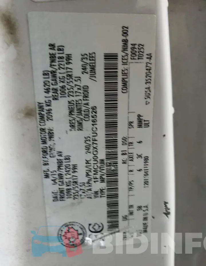 1FMCU0GX7FUC16526 Photo# 13