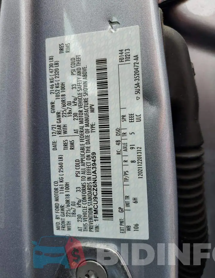1FMCU9CZ6NUA39459 Photo# 12
