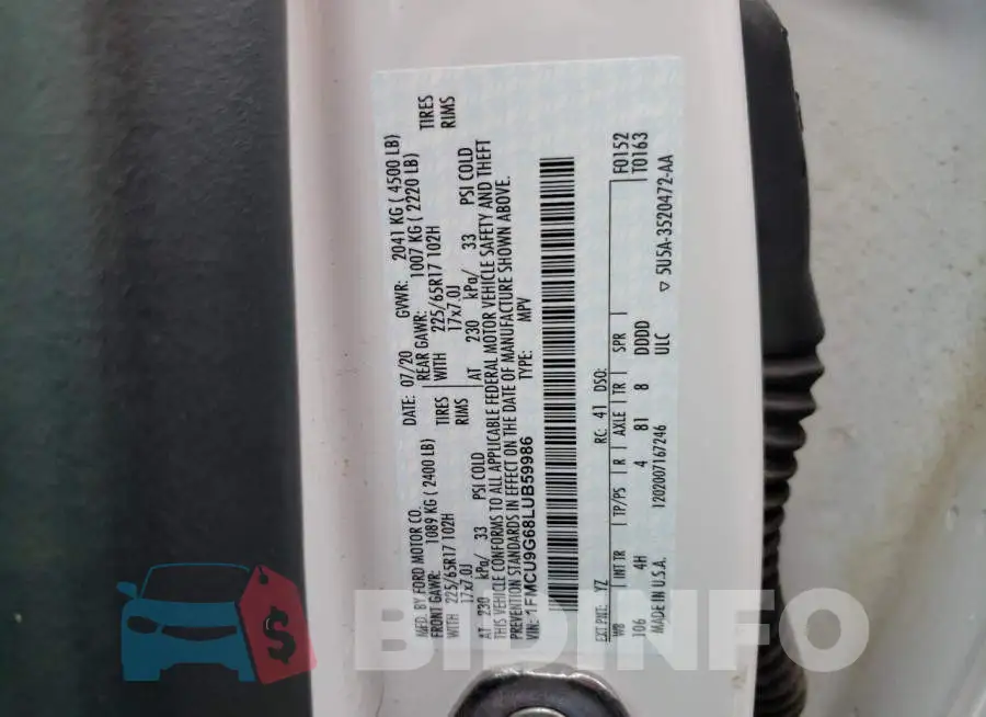 1FMCU9G68LUB59986 Photo# 14