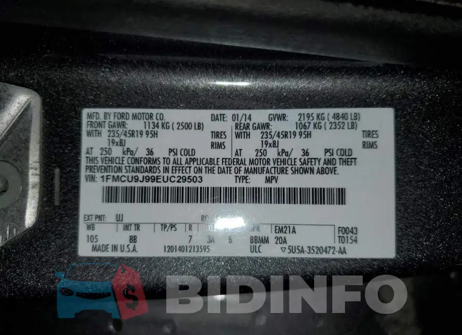 1FMCU9J99EUC29503 Photo# 14