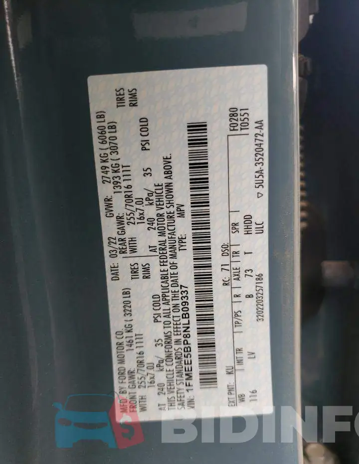 1FMEE5BP8NLB09337 Photo# 13